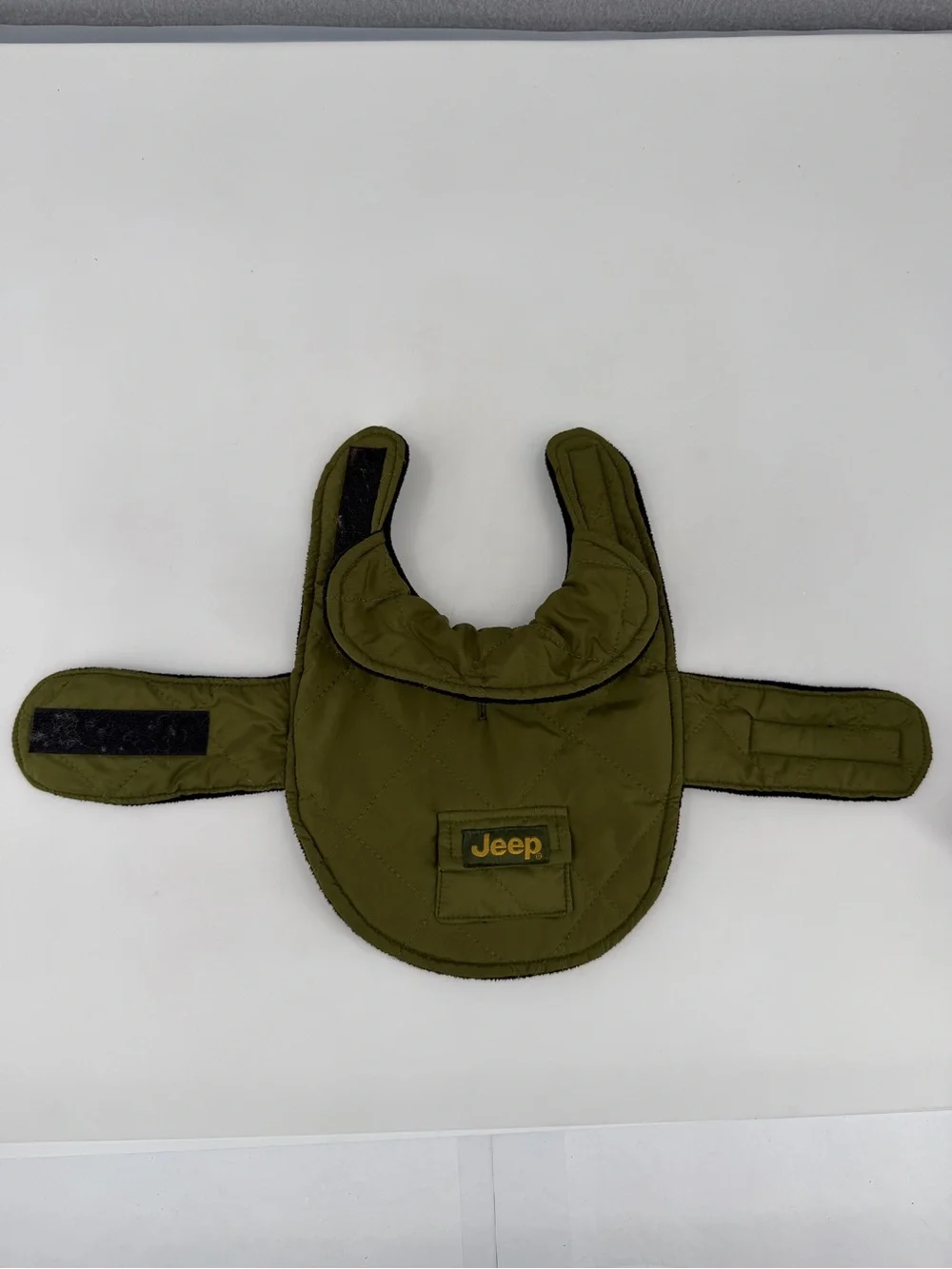 JEEP Chrysler Dog Coat Jacket Size XXS Army Green Warm Winter Puffer Hook & Loop